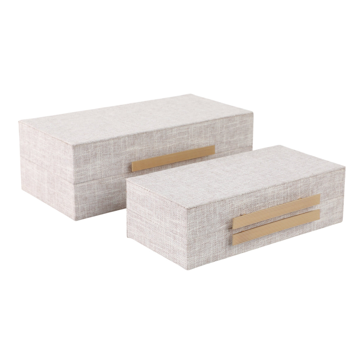 S/2 10/12" RECTANGULAR BOXES DOUBLE HARDWARE, WHT