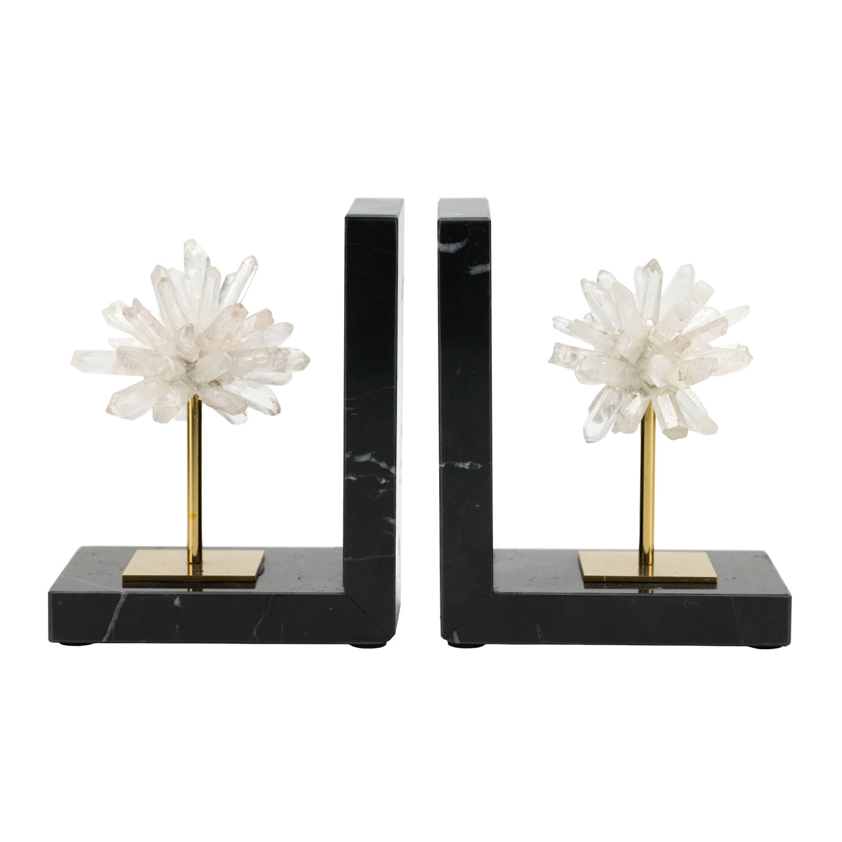 S/2 6"celeste Orb Metal And Marble Bookends