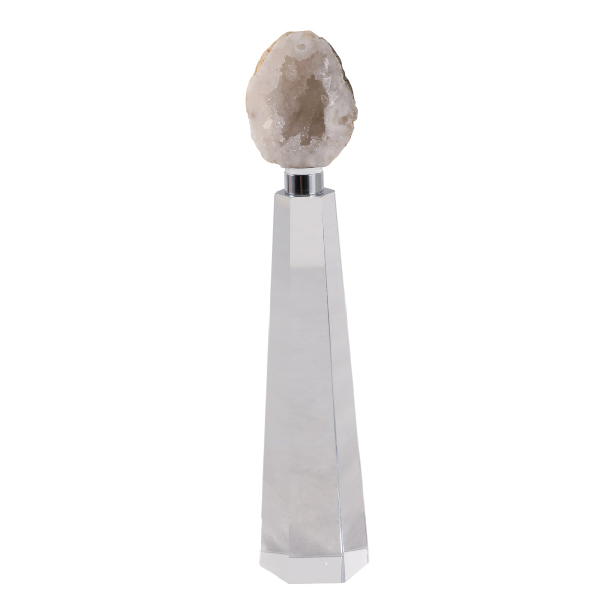 11x2" Agate On Crystal Base, White/clear