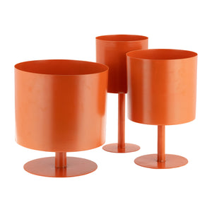 Ec Metal,8",flat Round Base Planter,burnt Orange