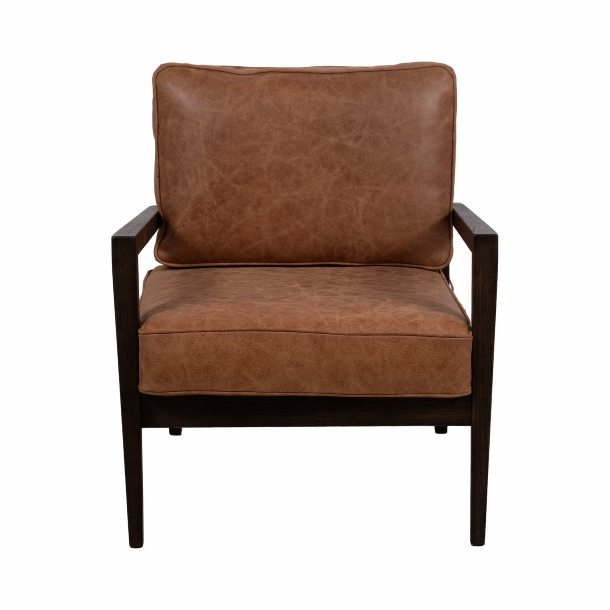 32" Sanders Suede Wood Accent Chair, Brown