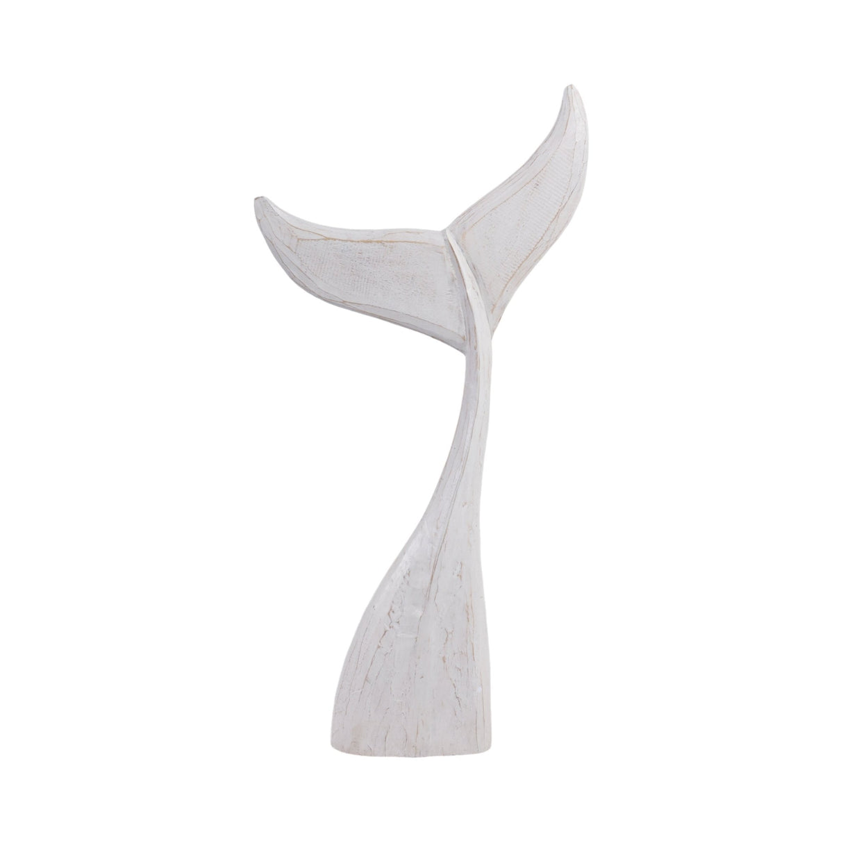 32" Wood Whale Tail Decor, Wht