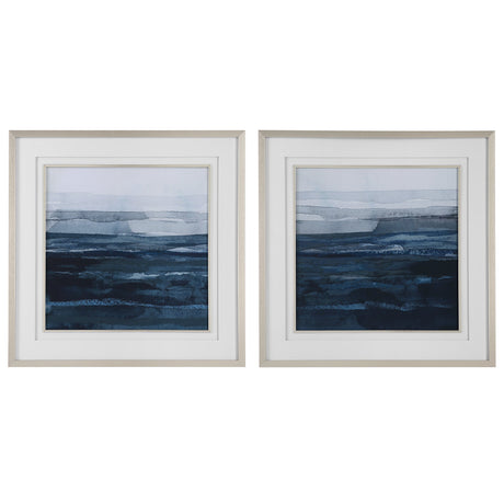 Uttermost Rising Blue Abstract Framed Prints, Set/2