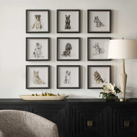 Loyal Companion Framed Dog Prints, S/9