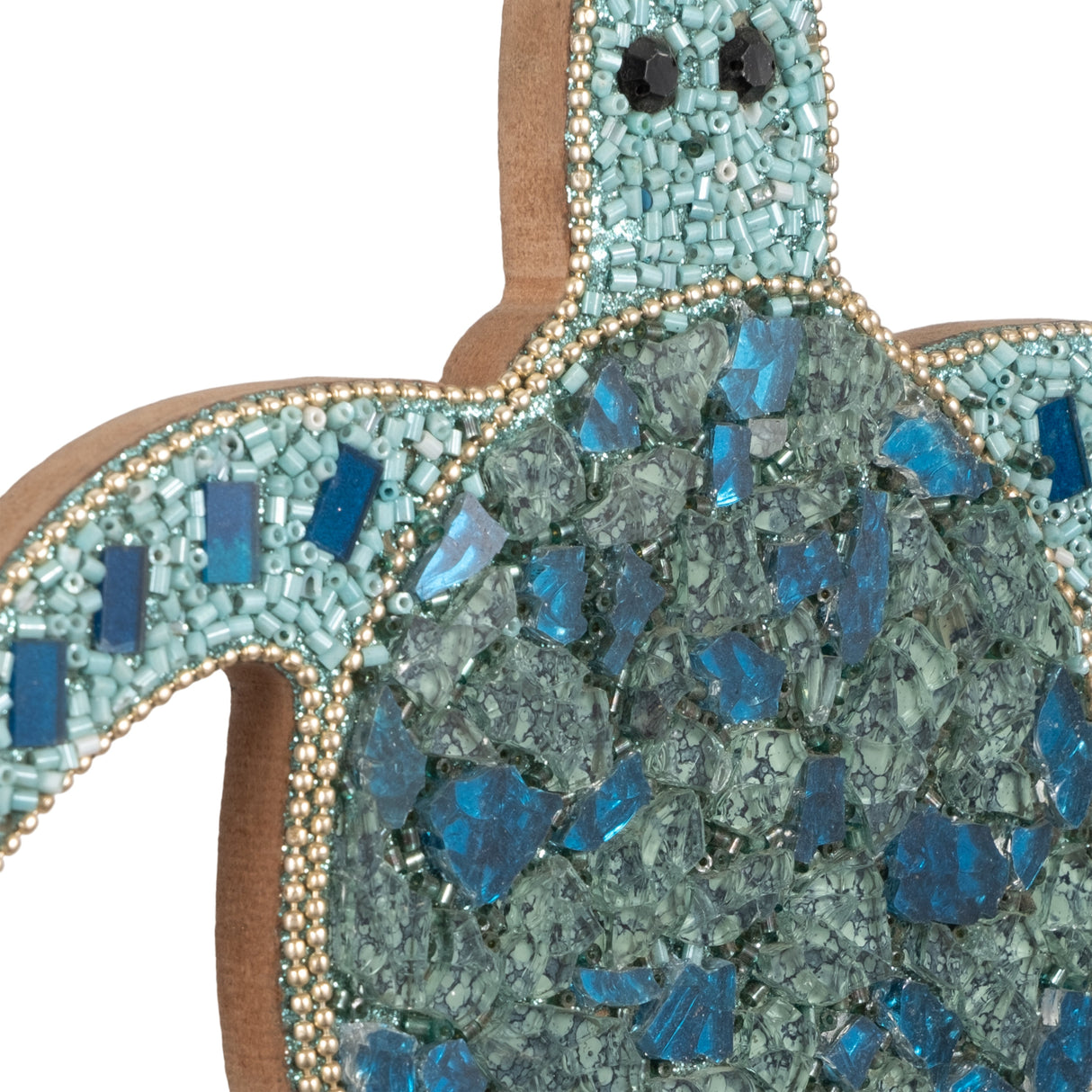 31" Mosaic Turtle With Bells, Blue/gold