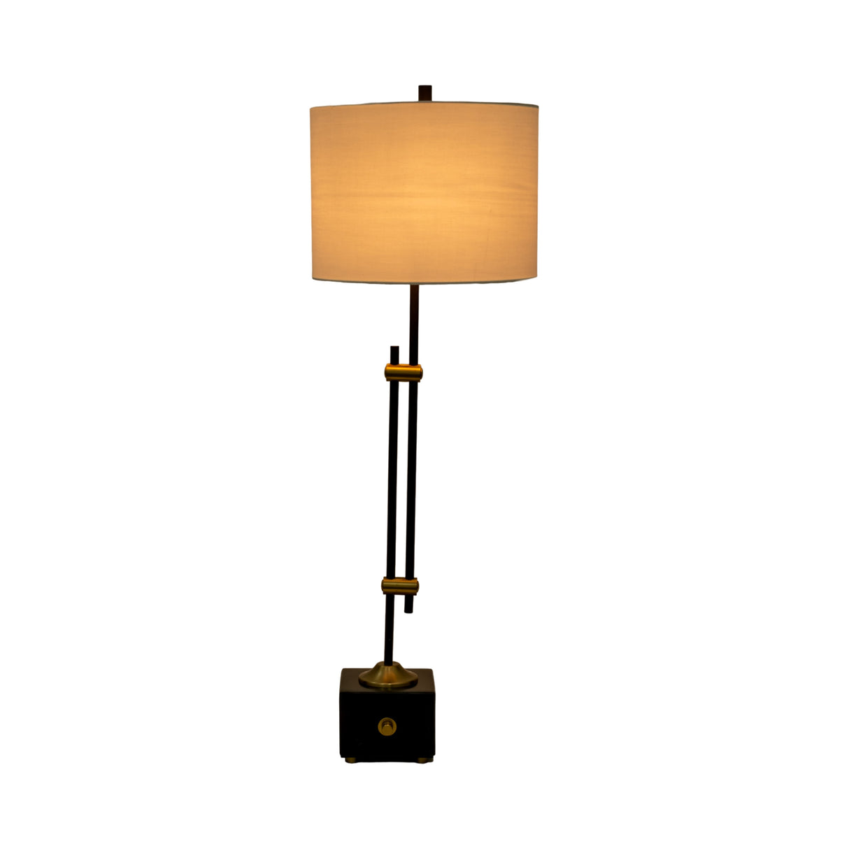 36" Hilliard Marble Buffet Table Lamp, Gold/black