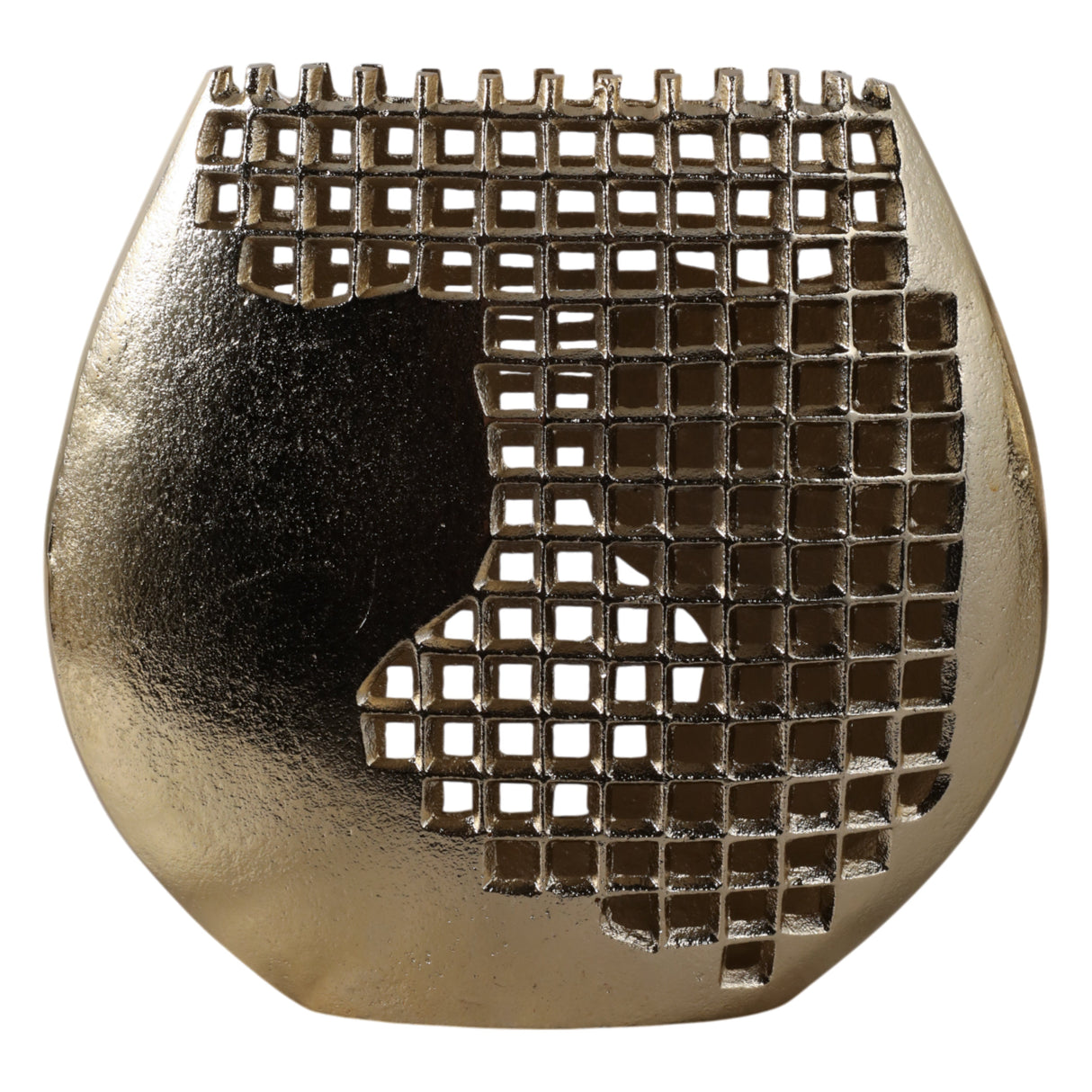 11x10" Partial Mesh Metal Vase, Gold