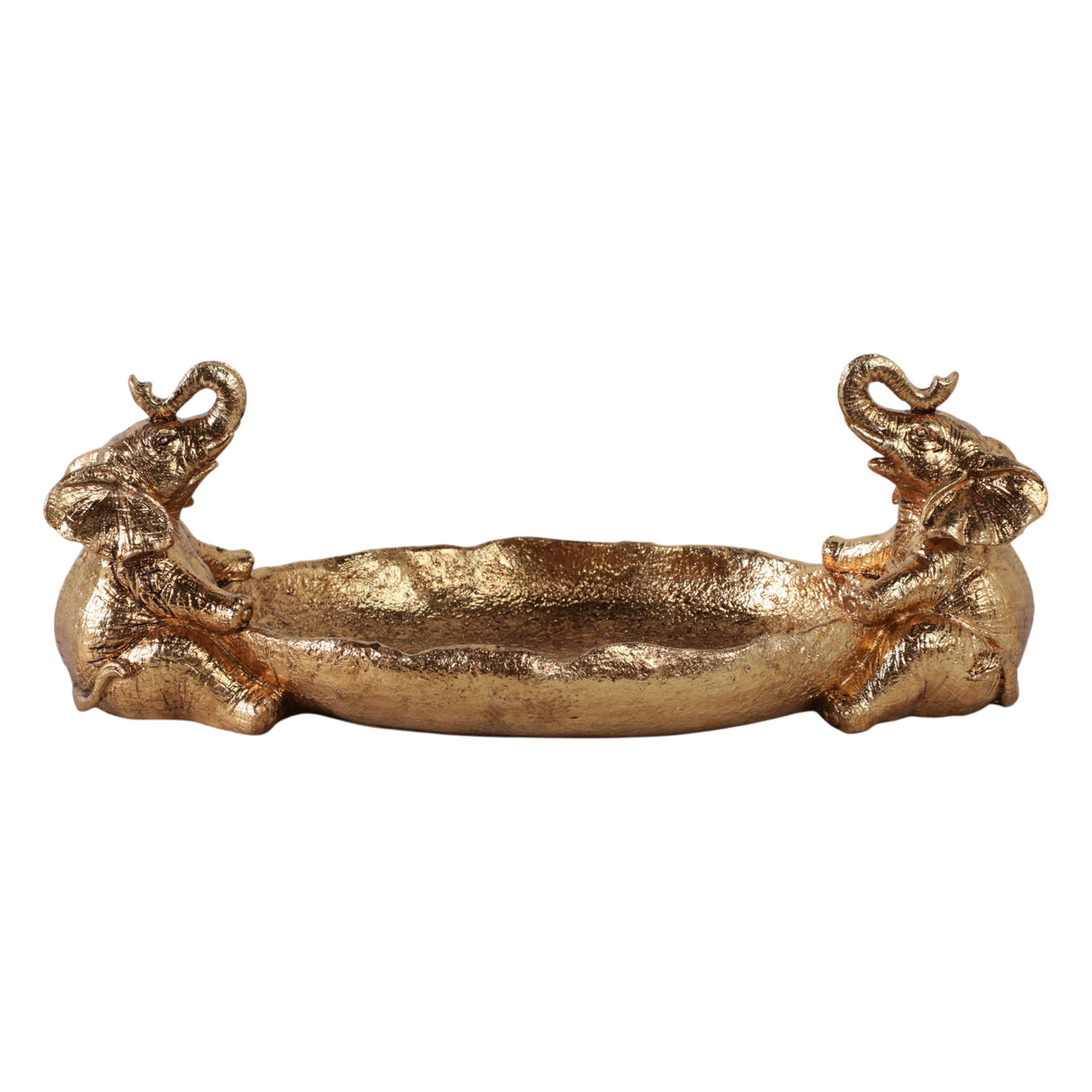 14x6" 2 Elephants Holding Bowl, Gold