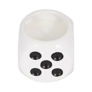 4" 9 Oz Tobacco Dice Candle, White/black