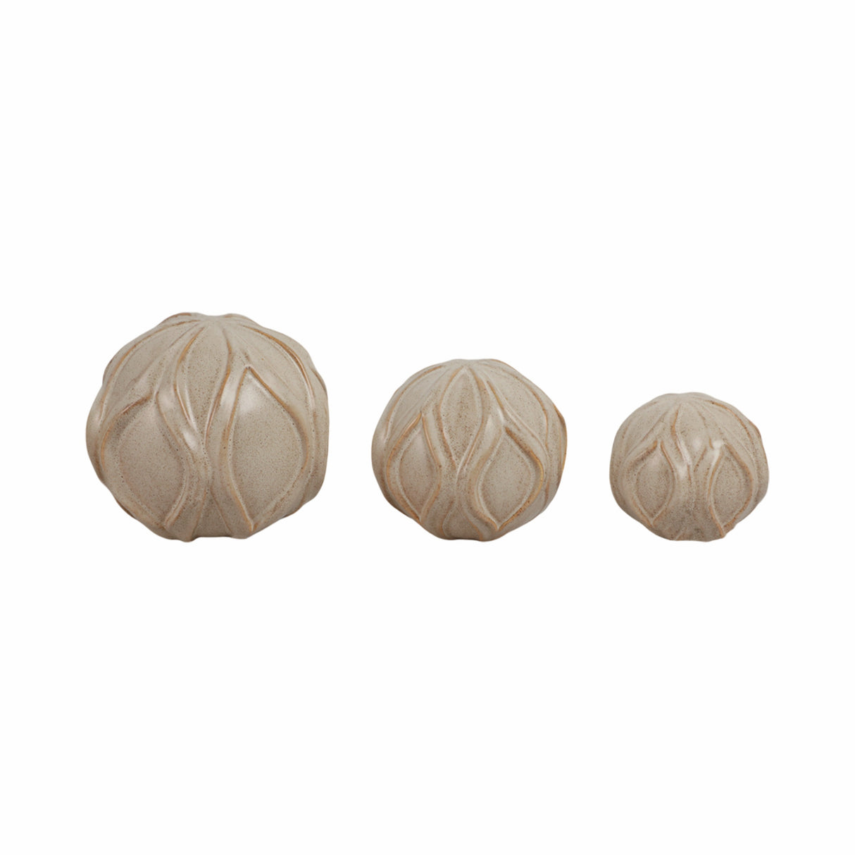 S/3 4/5/5" TOWNSEND CER DECO BALLS - SET OF 3