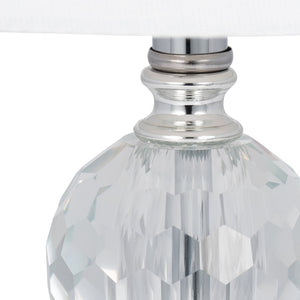 S/2 Crystal 19" Faceted Table Lamp, Silver