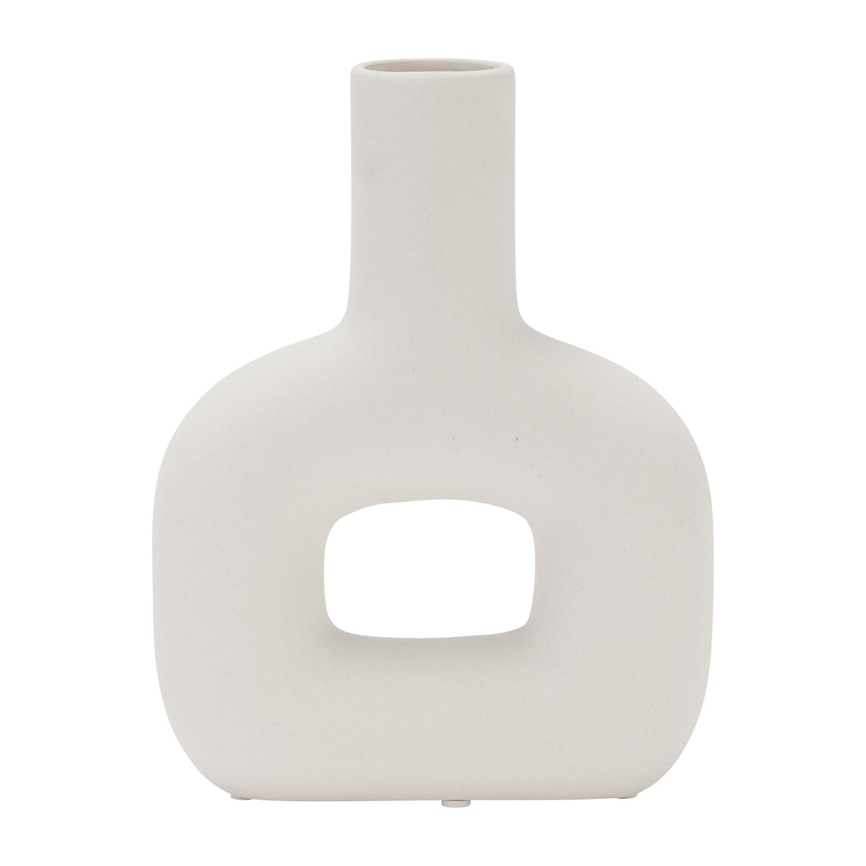 DOL, 8" OPEN CUT VASE, WHITE