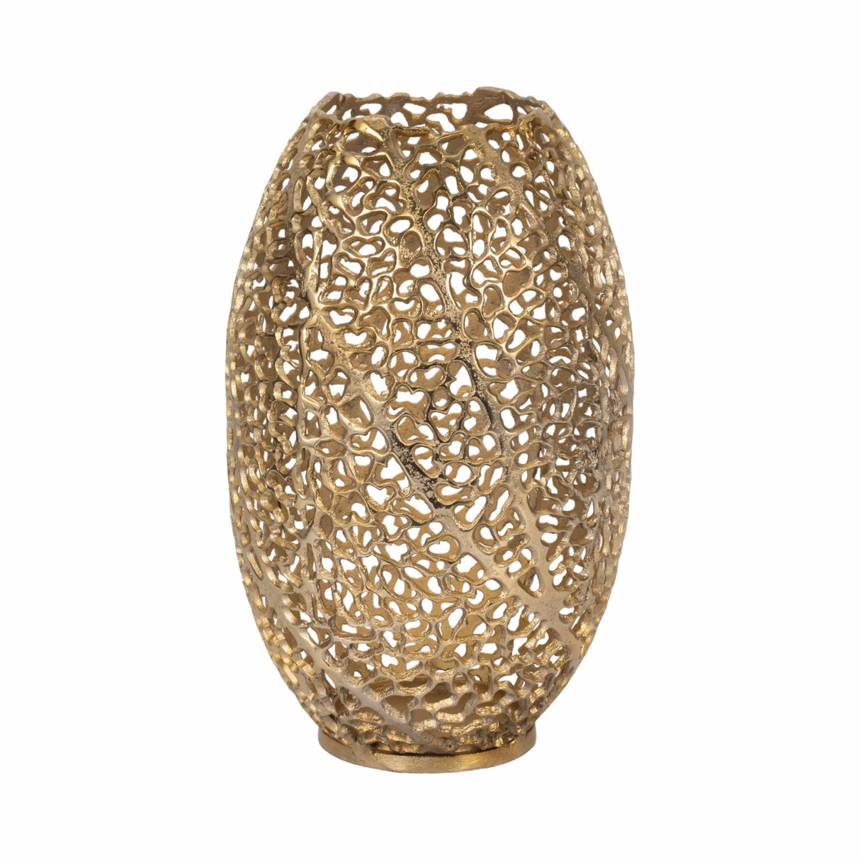 15" Meadow Metal Urn Shape Vase, Gold