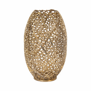 15" Meadow Metal Urn Shape Vase, Gold