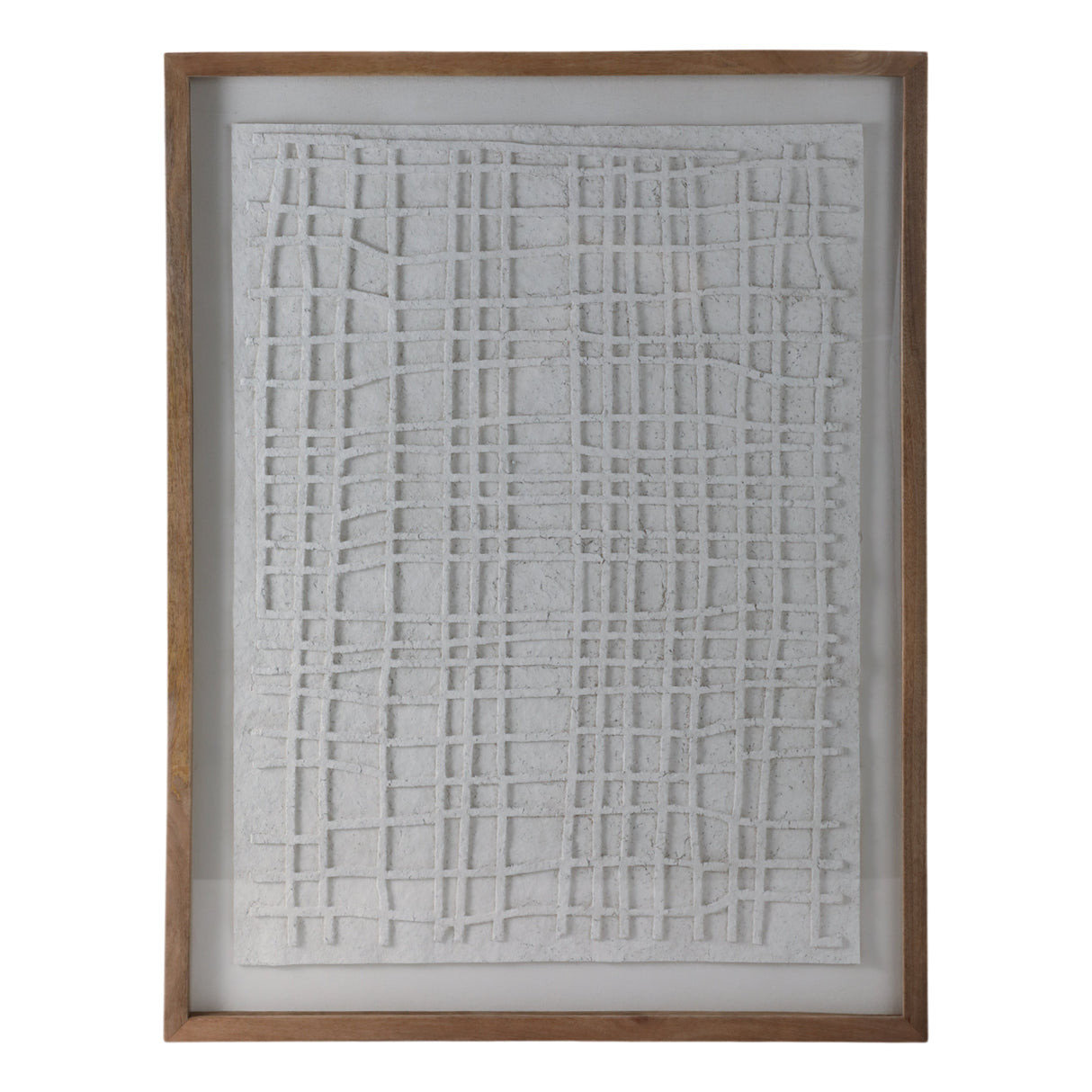 37x48" Paper Mache Wall Art W/wooden Frame /glass