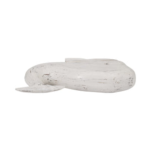 Wood, 15" Tail Up Whale, White