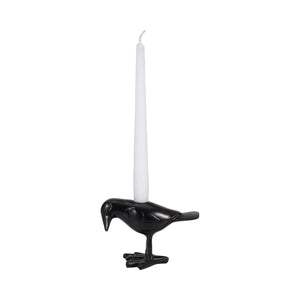 6" Crow Taper Candle Holder, Black