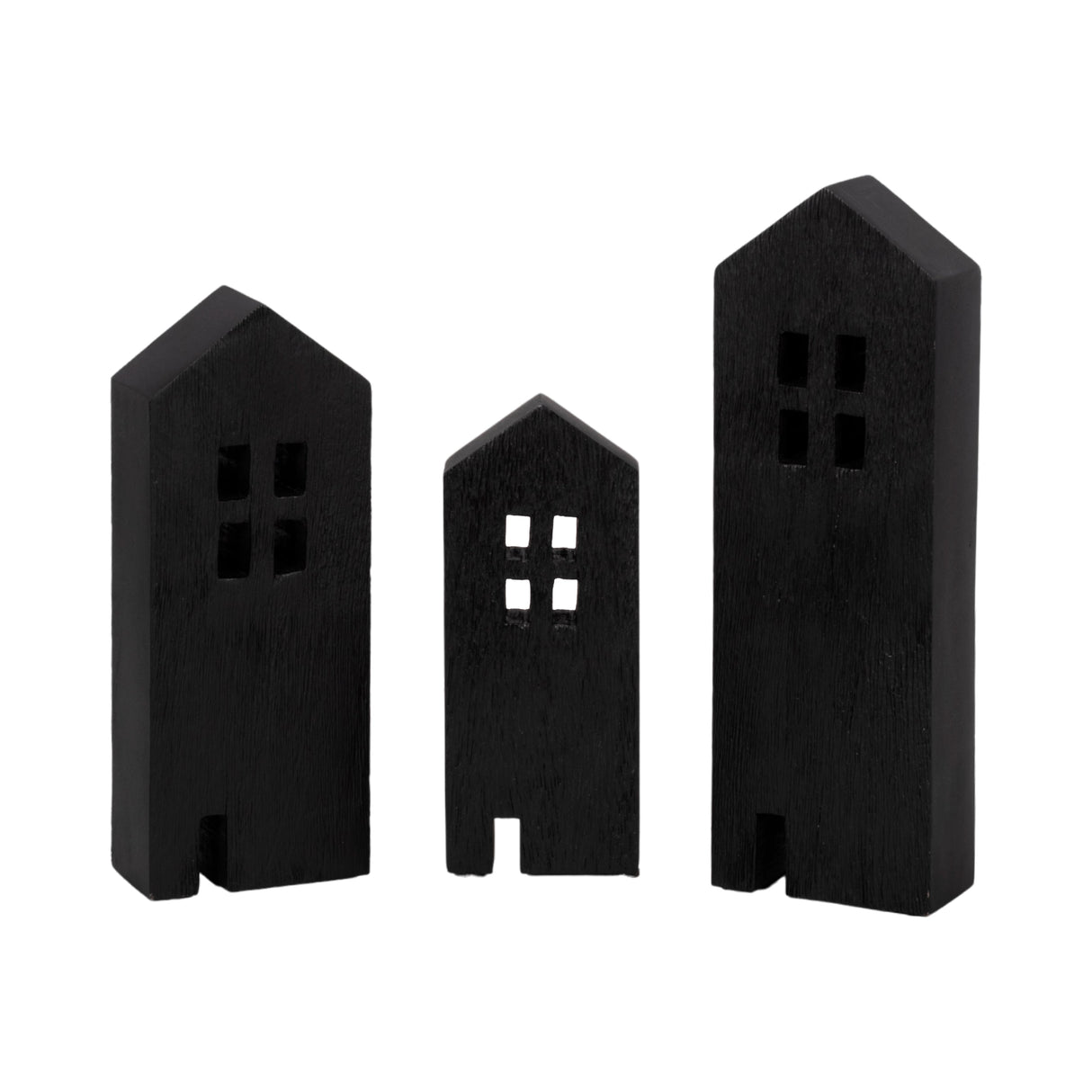 12" Wood House Decor, Black