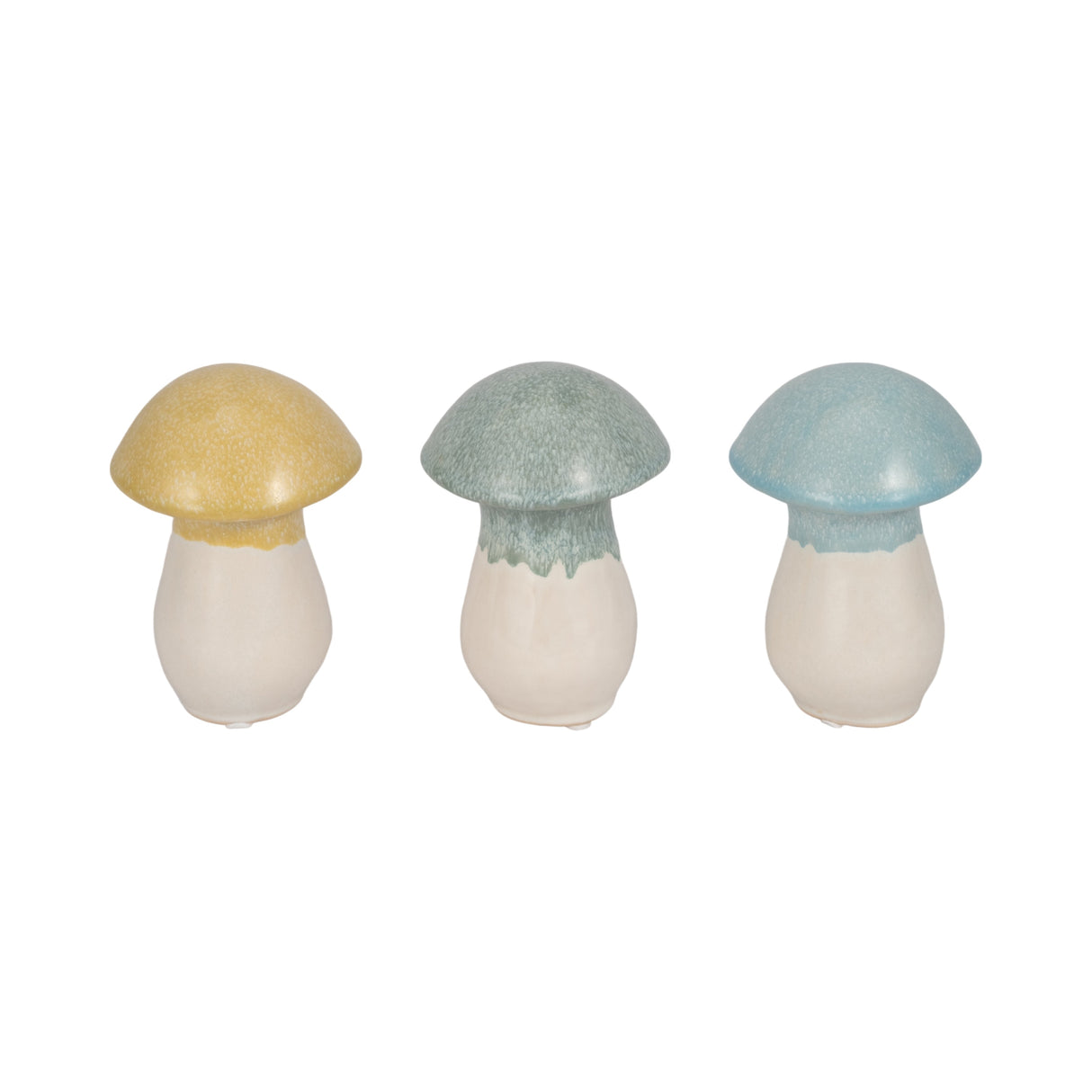 S/3,  5" Colorful Top Mushrooms, Multi