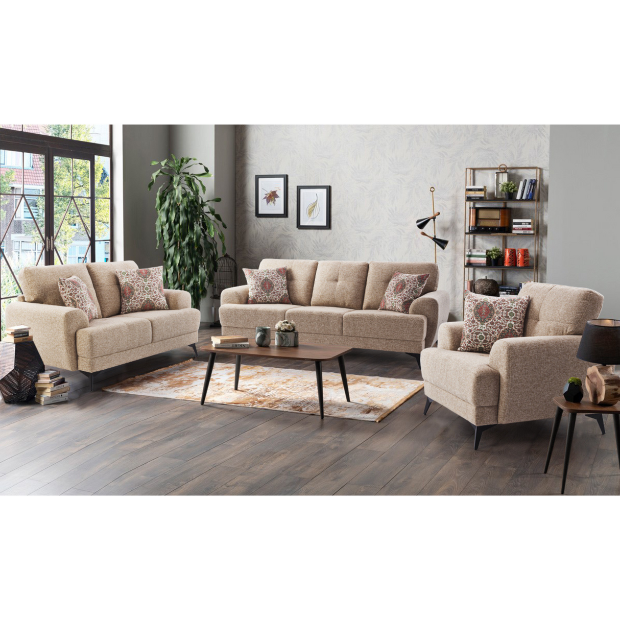 Glasgow Beige Sofa (208cm)