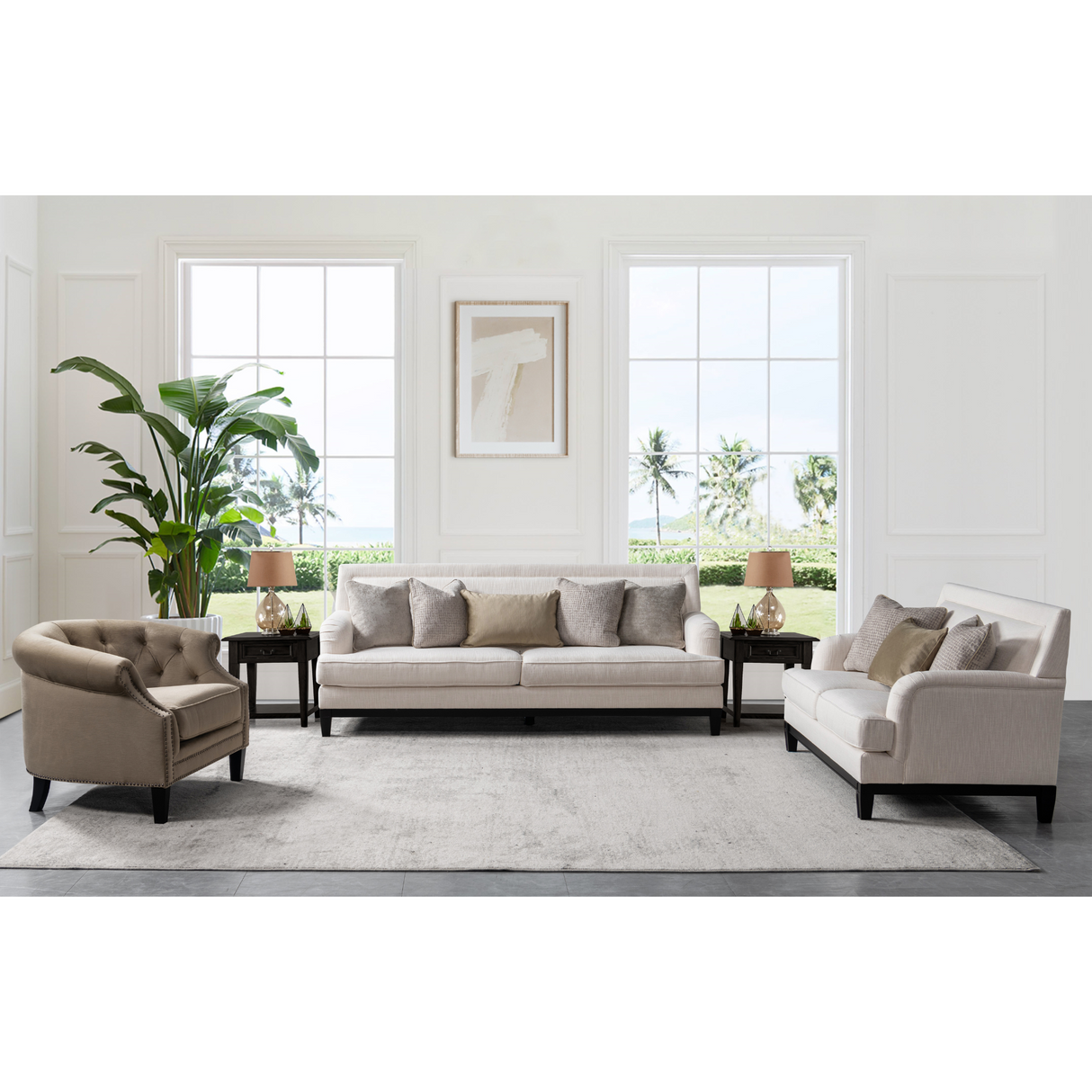 Romanian Key Beige Sofa Set