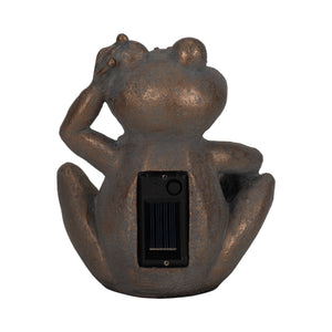 7" Frog With Solar Orb, Antique Copper