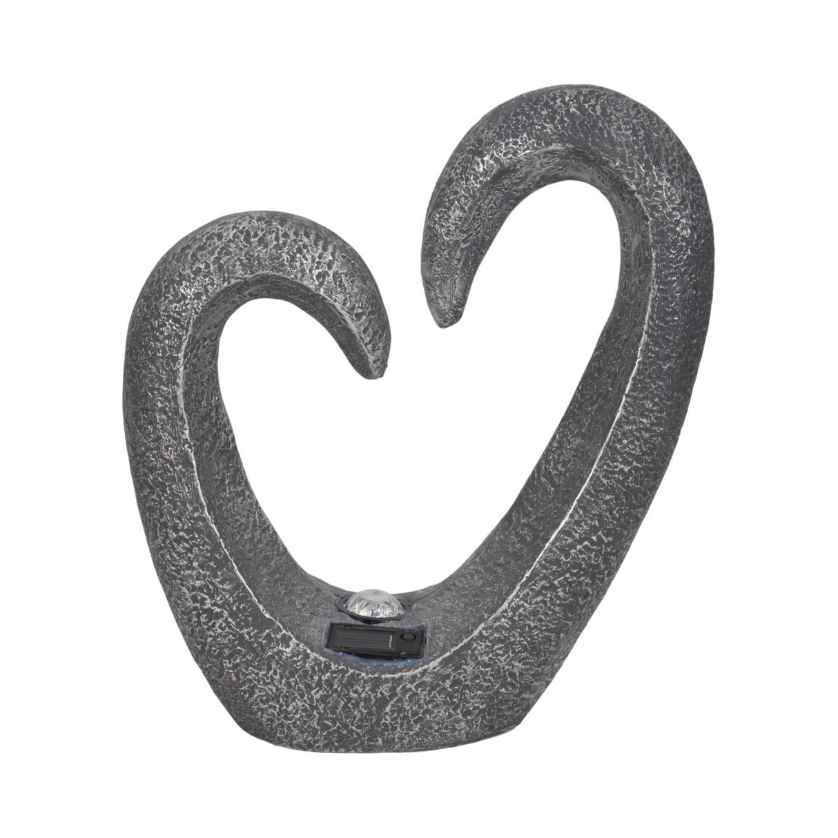 19" Heart Statue With Solar, Dark Grey