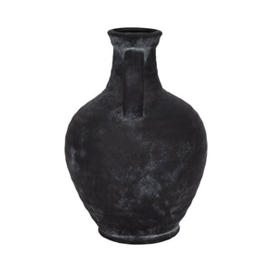 10" Weathered Terracotta Jug With Handle, Black