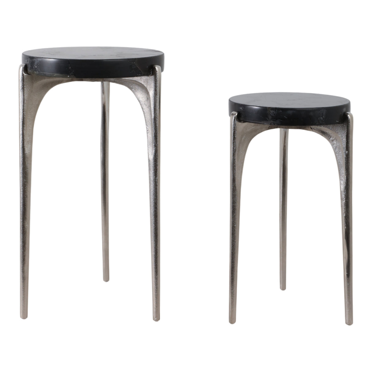 S/2 20/24" CANDO BLACK QUARTZ TOP ACCENT TABLE