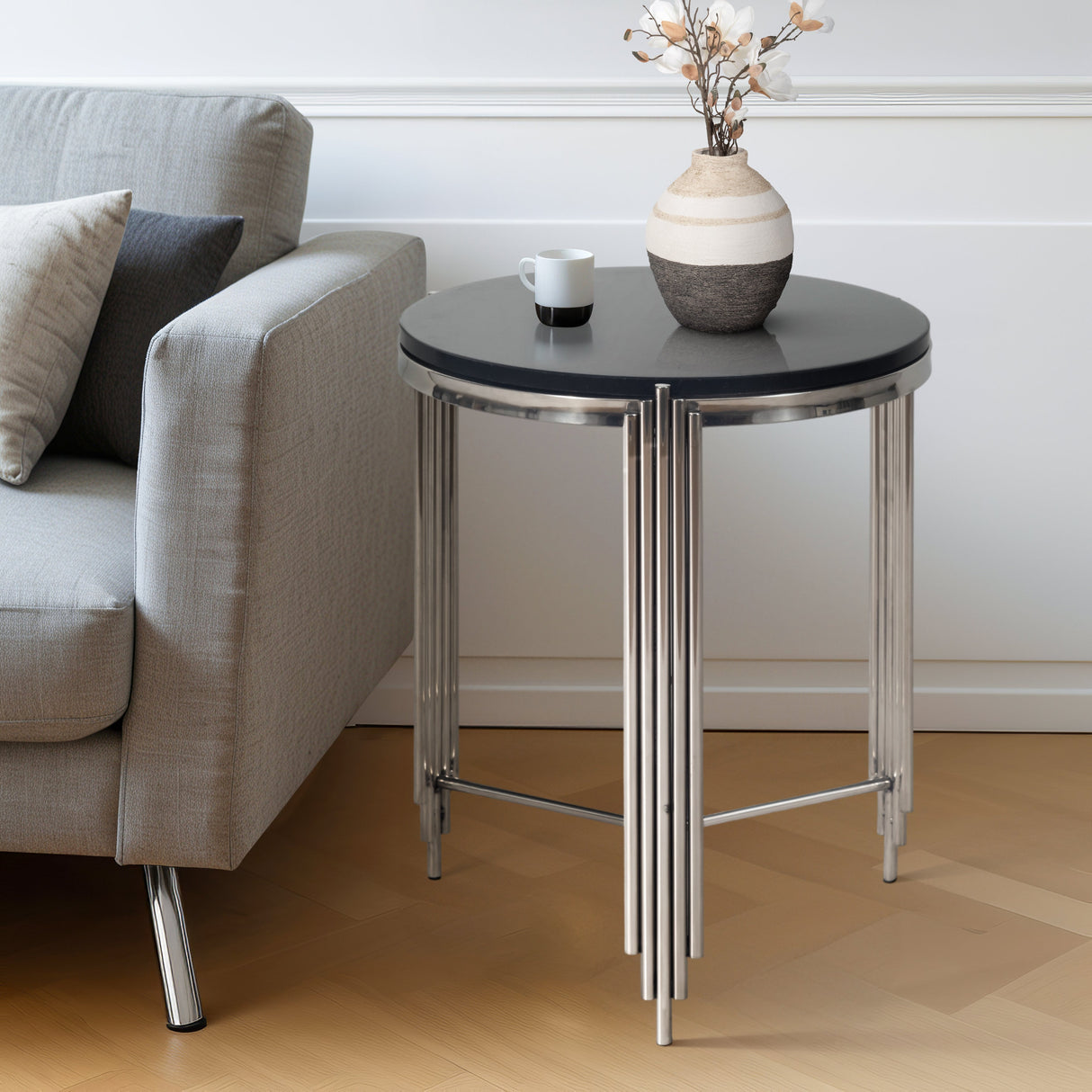 23" Aldine Stainless Steel Accent Table