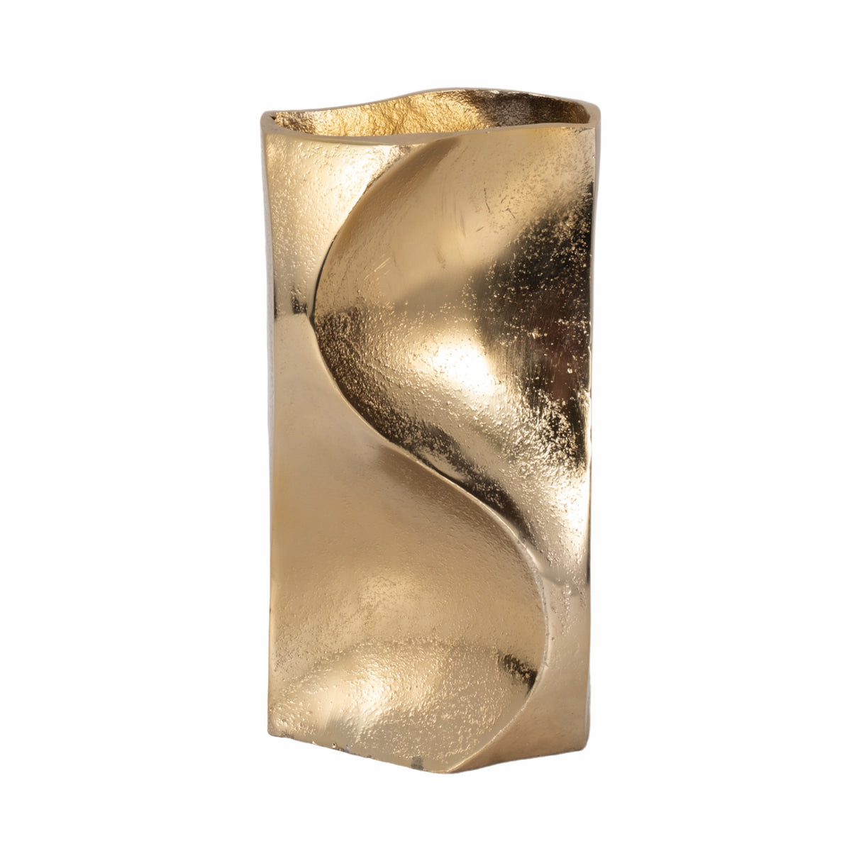 10" Warner Pinched Metal Vase, Gold