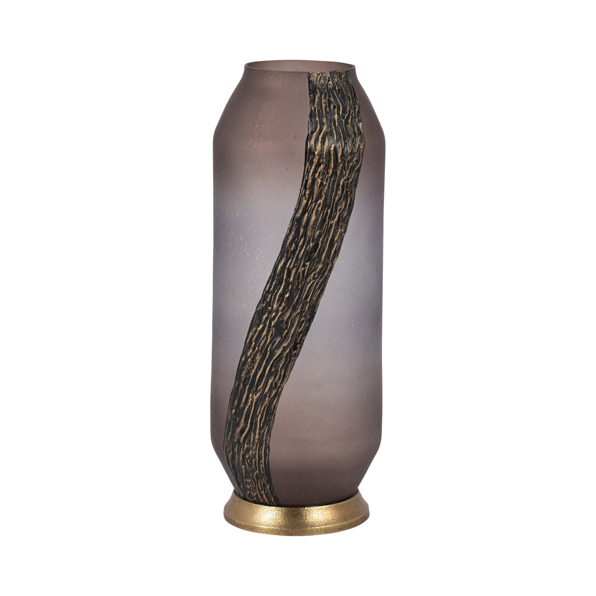 GLASS, 15" METALLIC DETAIL VASE,  BLUSH