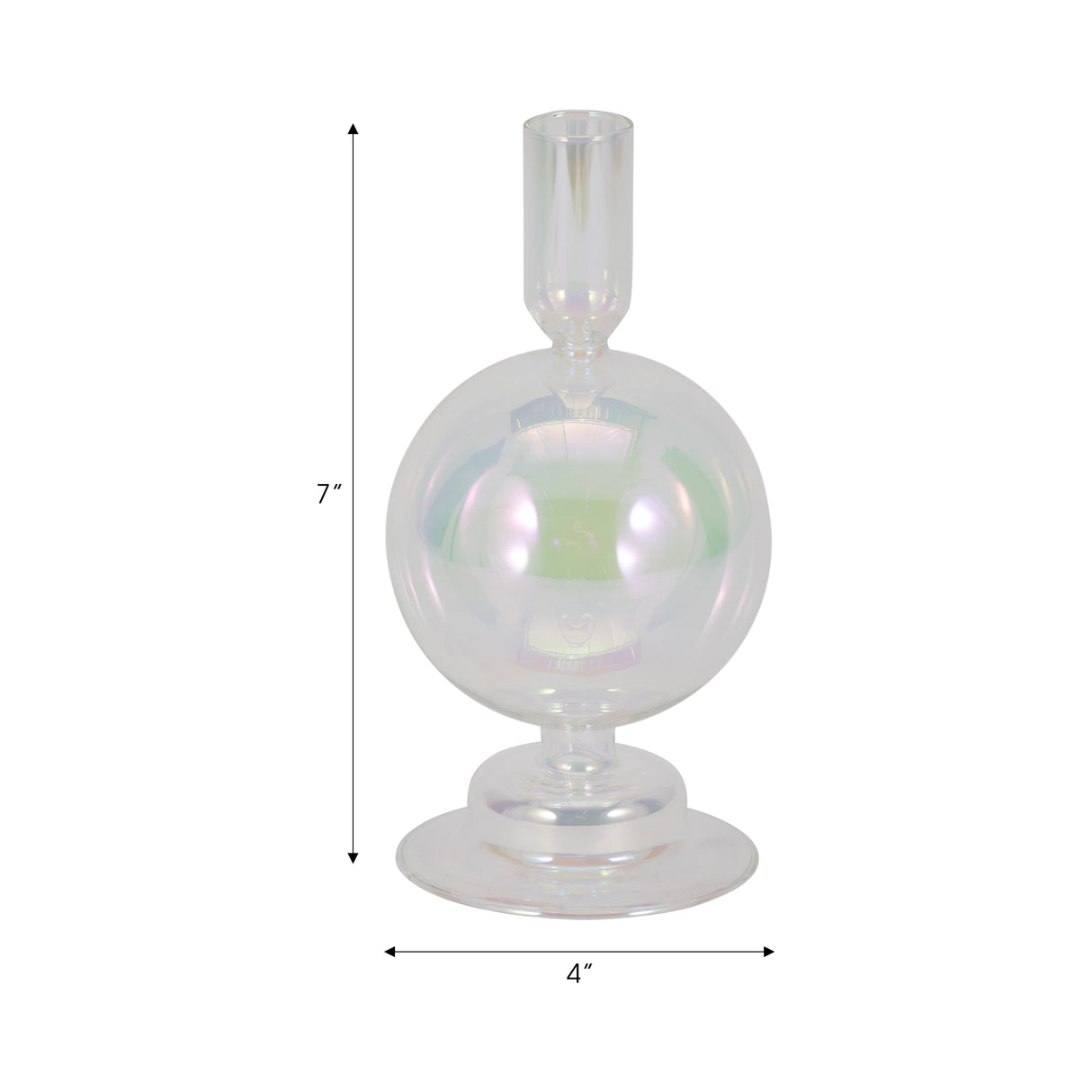 7" Glass Bubble Taper Candle Holder, Luster