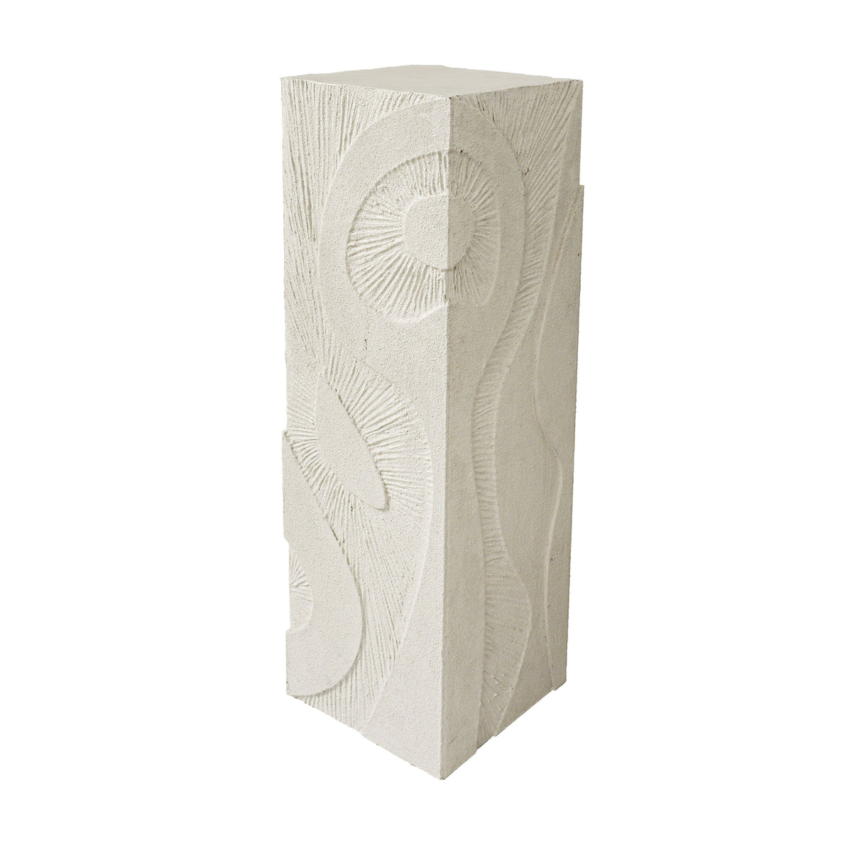 32" Wood Roanoke Carved Plaster Pedestal Md, Ivory