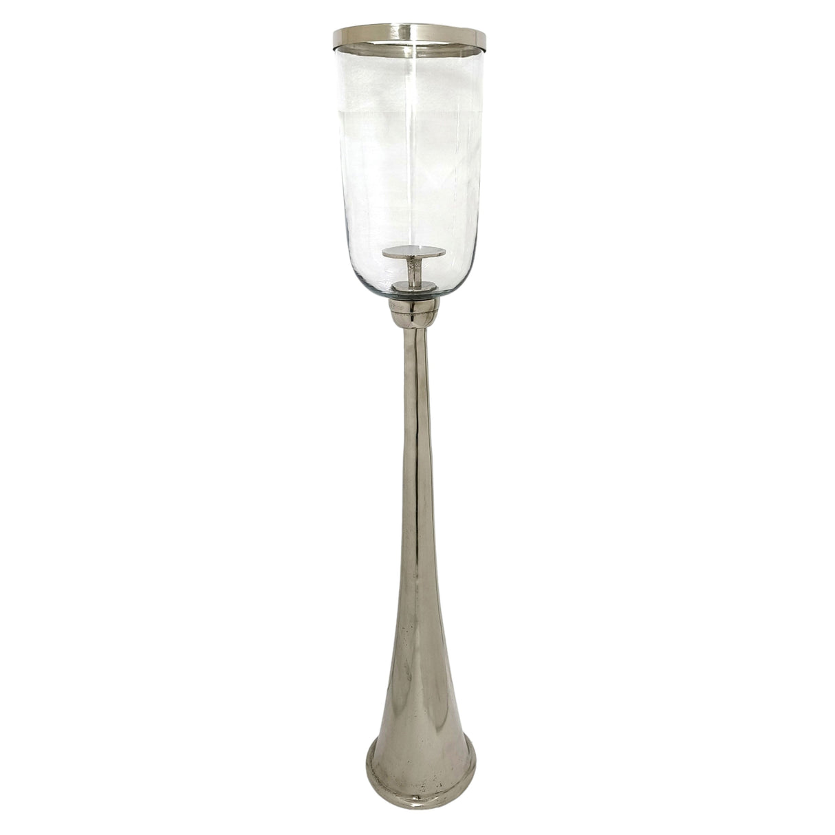 43" Radiant Large Silver Glass Candle Hurricane