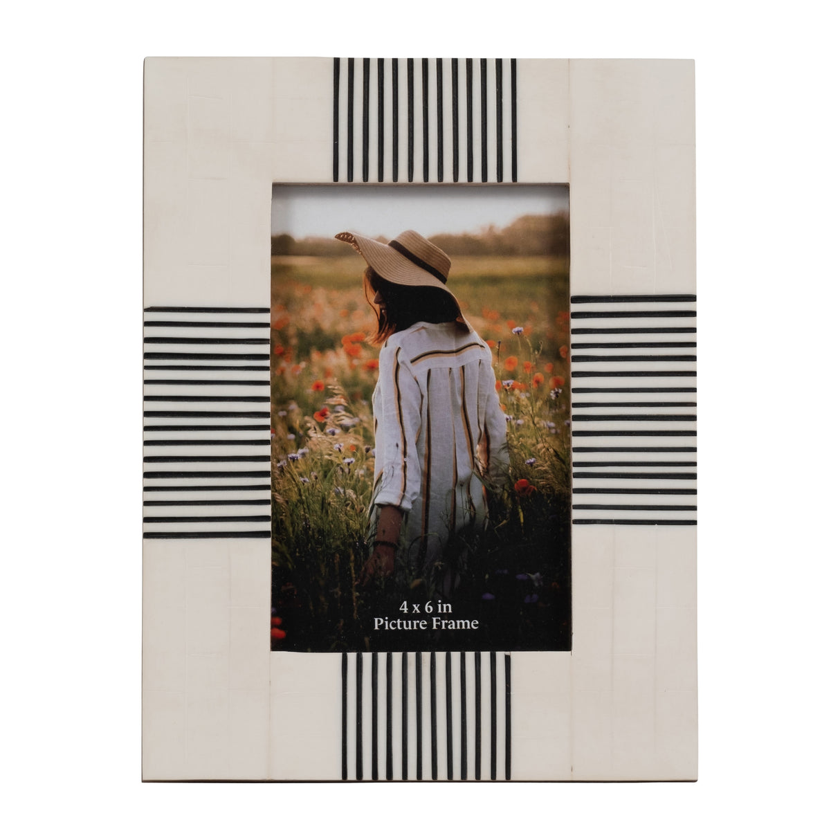 RESIN, 4X6 ABSTRACT PHOTO FRAME, BLACK/WHITE