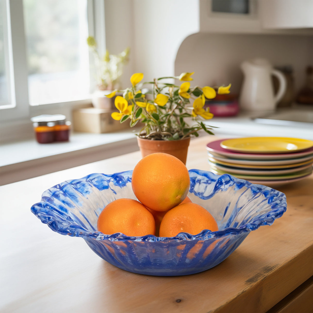 14" HARRISON LARGE BLUE BOWL