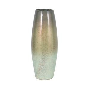 24" Curved Glass Vase Green Mercury Ombre, Multi