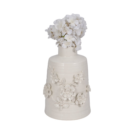 11" Floral Vase, White