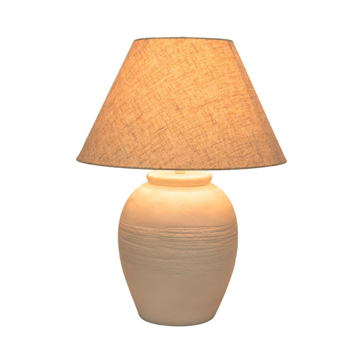 27" Artisan Jug Table Lamp Tapered Shade,wht/beige