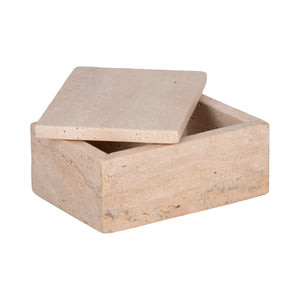 7" Travertine Box, Tan