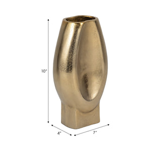 10" Nadia Metal Oval Vase, Gold