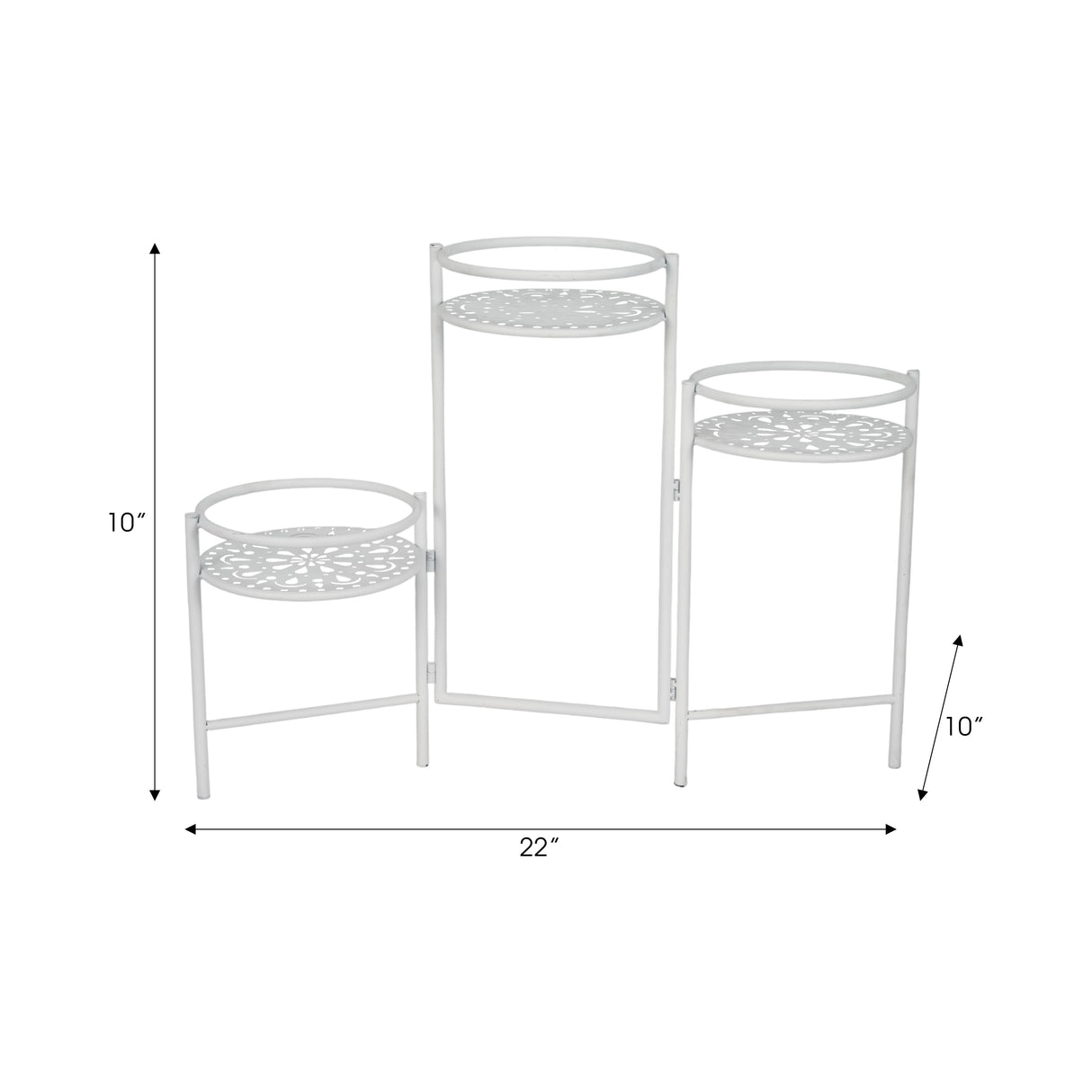 Metal, 22" Folding 3-tier Plant Stand, White