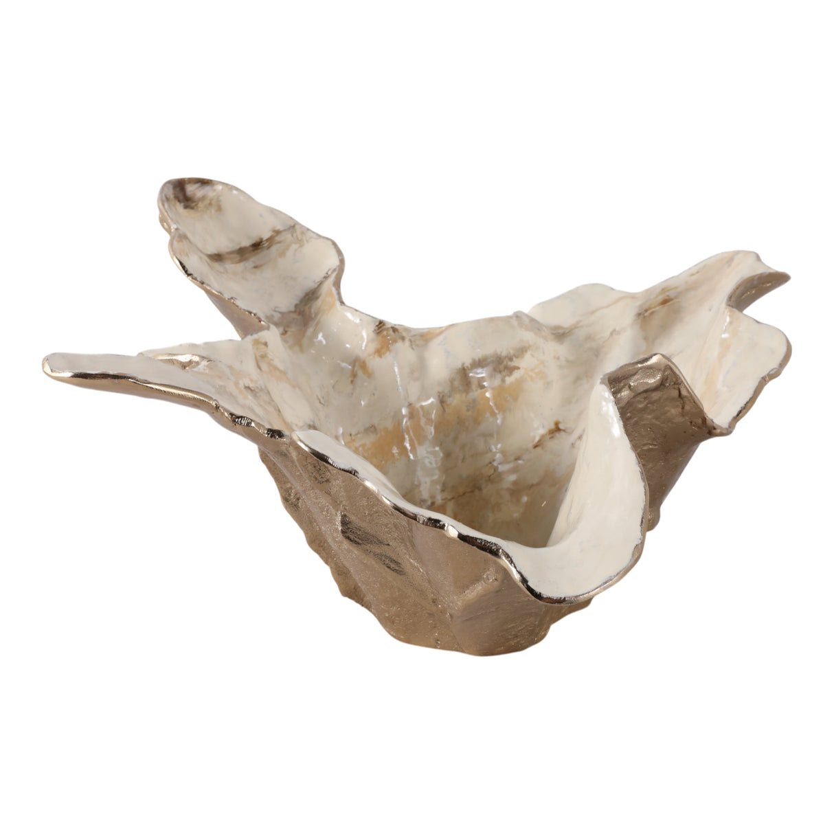 21x20" Free-form Metal Bowl, Tan Multi