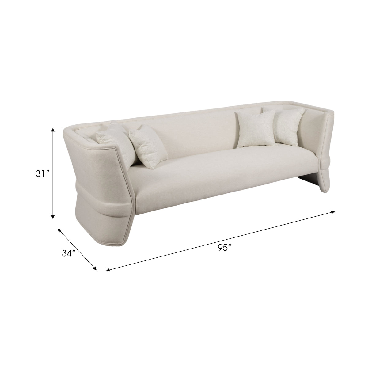 97" Preito Sofa, Ivory/beige