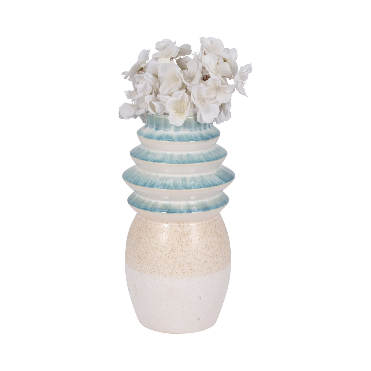 12" Fluted Top Vase Reactive Finish, Multi