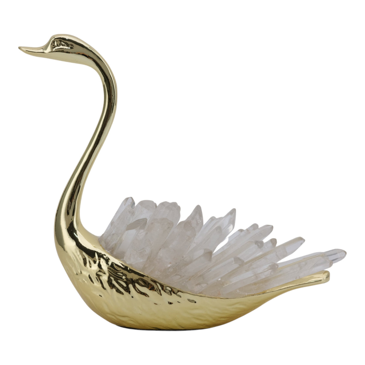 7"cascade Crystal Sitting Swan With Tall Neck