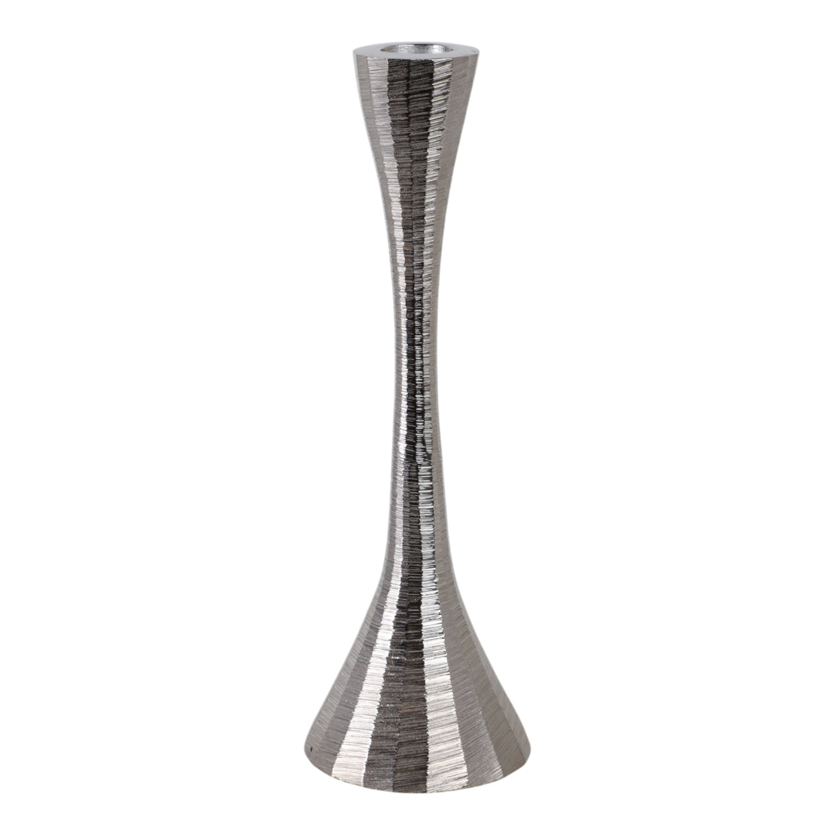 9" Etched Metal Taper Holder, Silver
