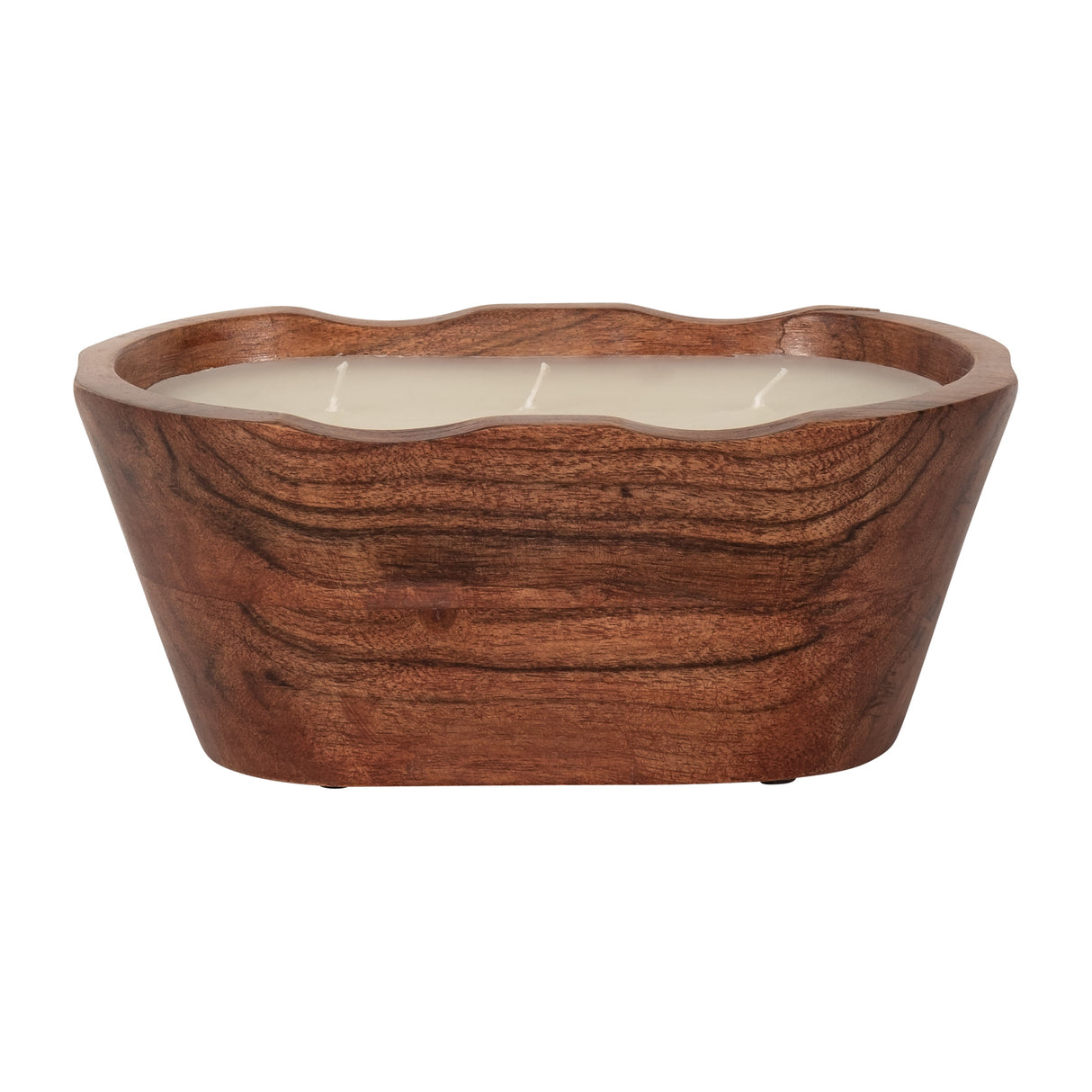 WOOD, 8" 16 OZ OVAL BOWL SCENTED CANDLE, NATURAL