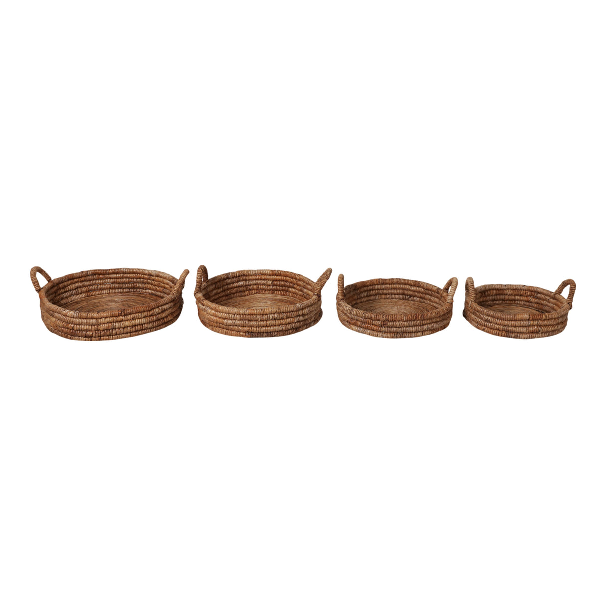 S/4 17/19/22/24" Banana Leaf Trays, Natural